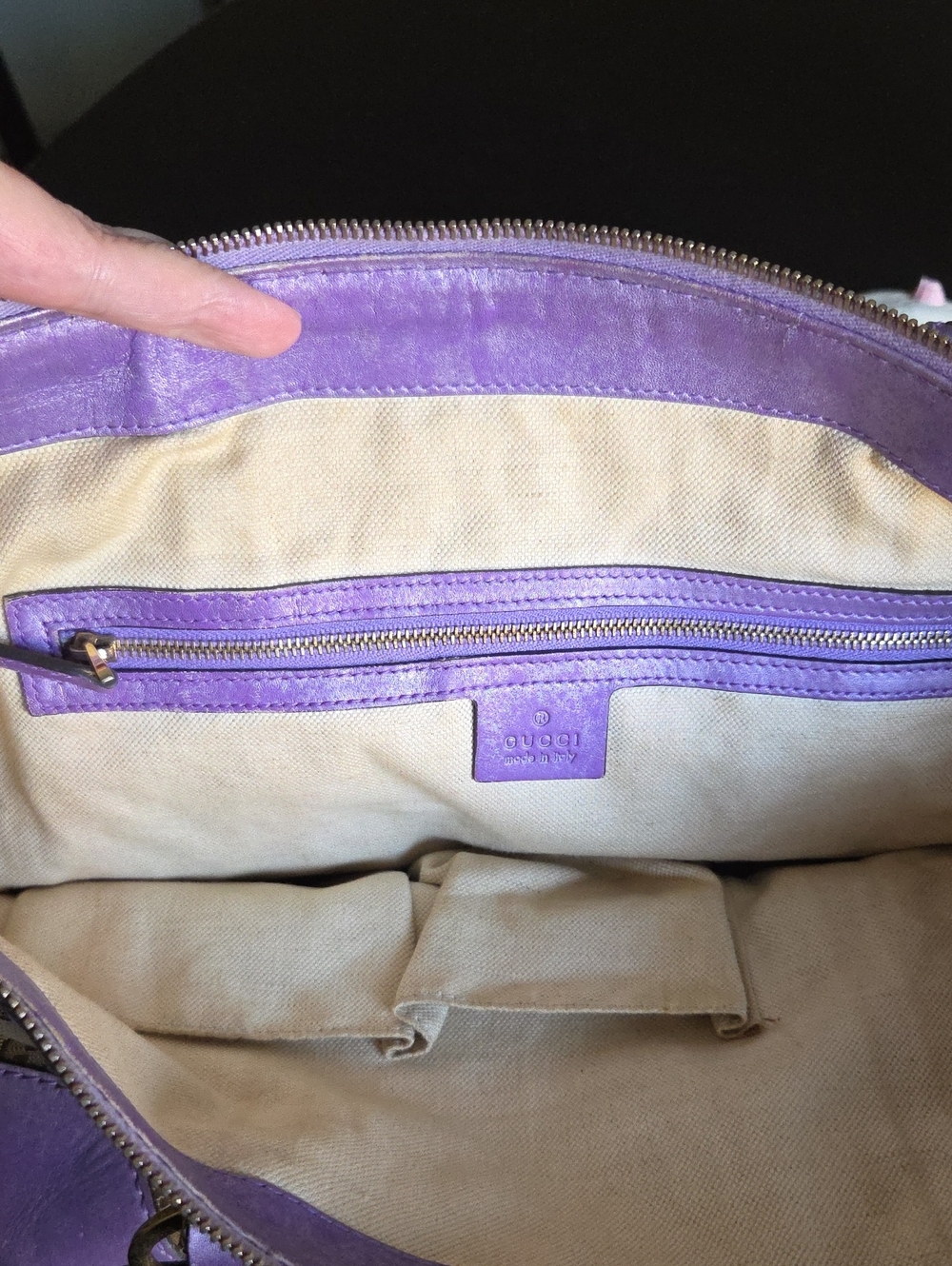 Gucci Brown GG Canvas Tote with Purple Leather Accents - Picture 11 of 11